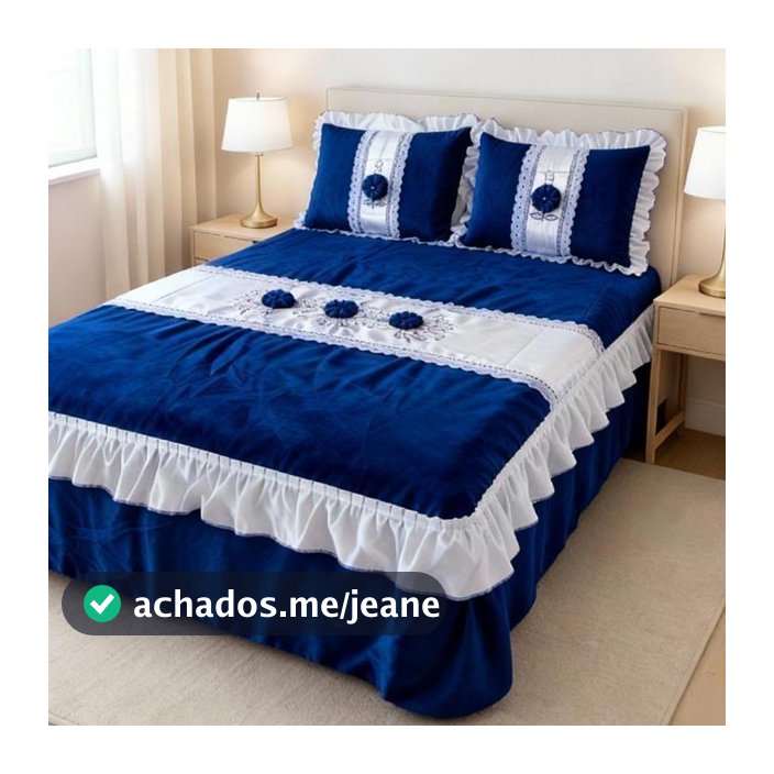 Colcha Casal Box Bordada Acolchoada de Fuxico 2,40m x 2,50m