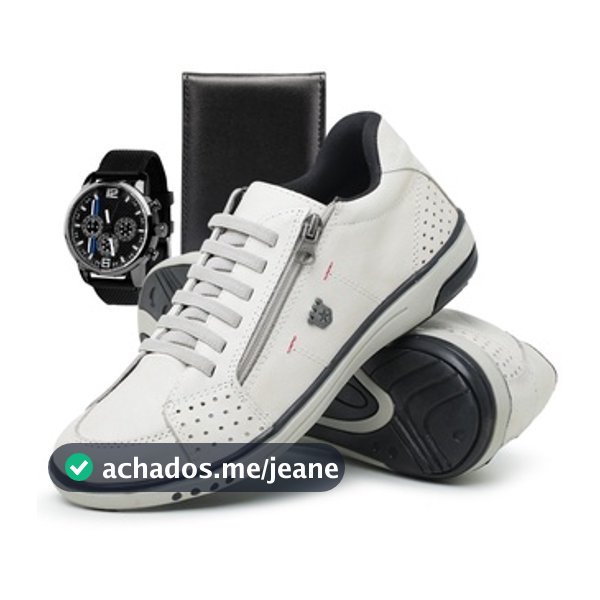 Sapatenis Masculino Solado bicolor Couro Vegano + Relógio + Carteira