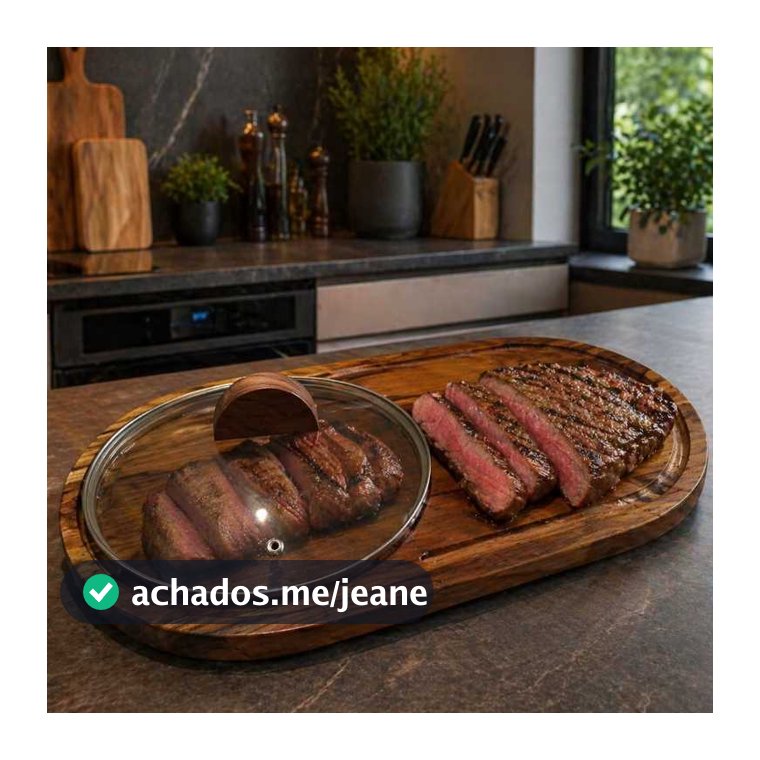 Tábua De Churrasco Madeira Com Tampa De Vidro Gamela