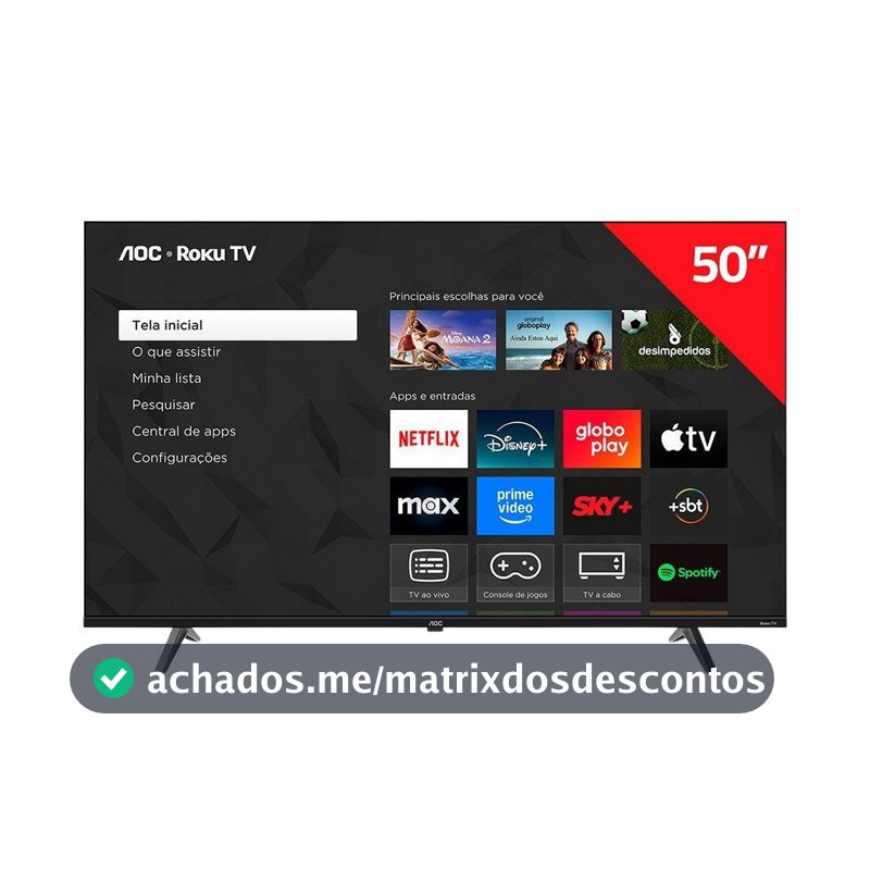 Smart TV 50" AOC 50U7045/78G 4K UHD Wi-Fi HDR10 3HDMI 1USB