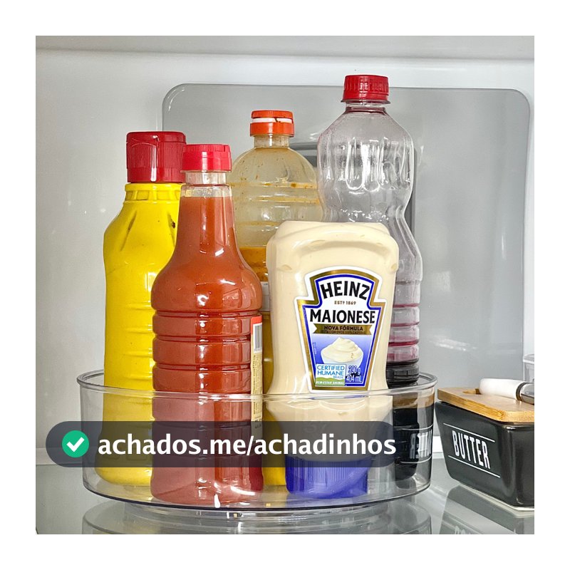 Organizador Giratório 360° 23,5cm Transparente Temperos Cozinha Banheiro