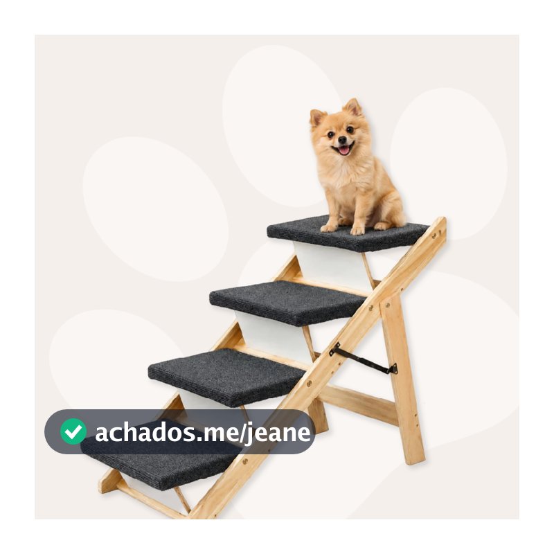 Escada Escadinha Rampa Pet 2 Em 1 Cachorro Gato Subir Na Cama Sofá 60cm Antiderrapante Dobrável