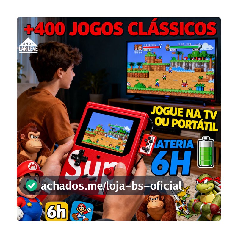 Console Portátil Retrô 400 Jogos Tela 3 Pol TV Out Bateria até 6H