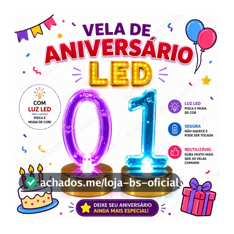 Topo De Bolo Vela Numérica Em Led Pisca Pisca Coloridas Para Festas Aniversários