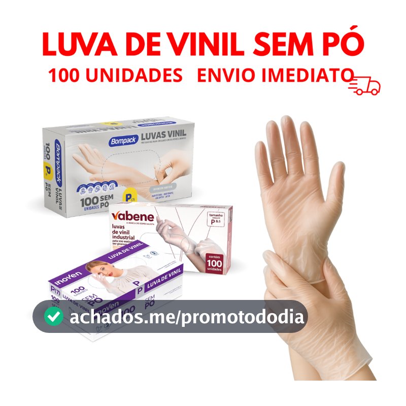 Luvas Vinil Transparente Descartável Sem Pó 100 Unidades Resistente Ambidestro Industrial e Domestico Sem Látex
