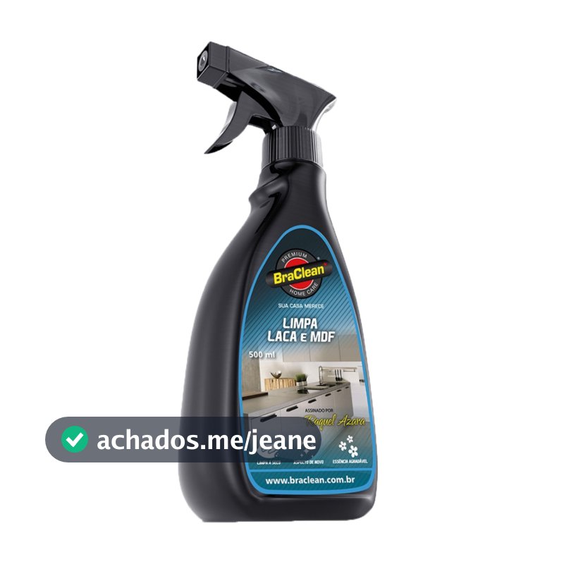 Limpa MDF e Laca 500ml remove poeira e marcas leves em móveis e superfícies BraClean