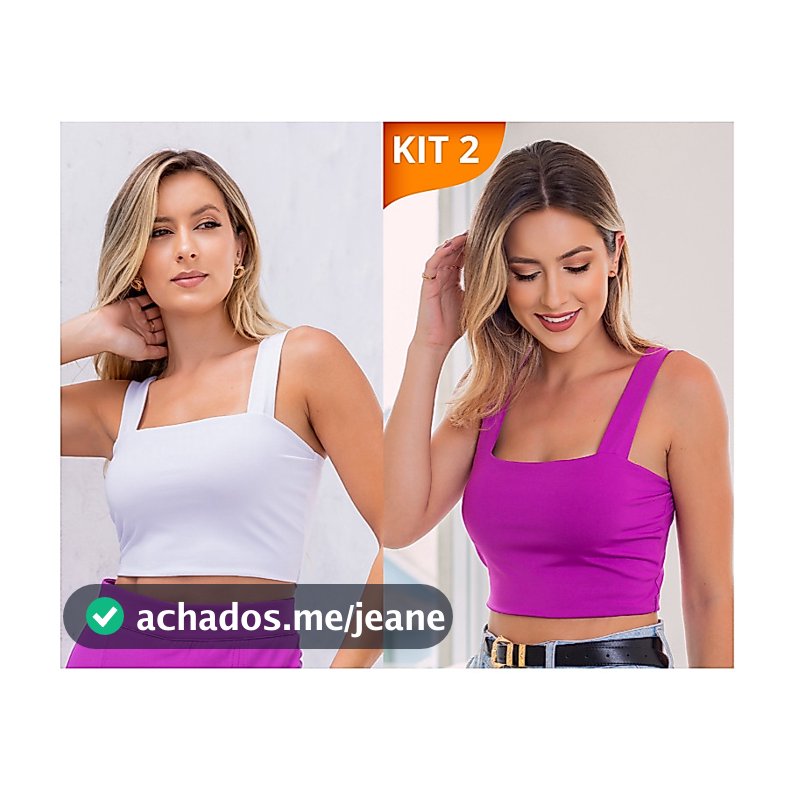KIT 2: Cropped Alça Grossa Suplex Diversas Combinações