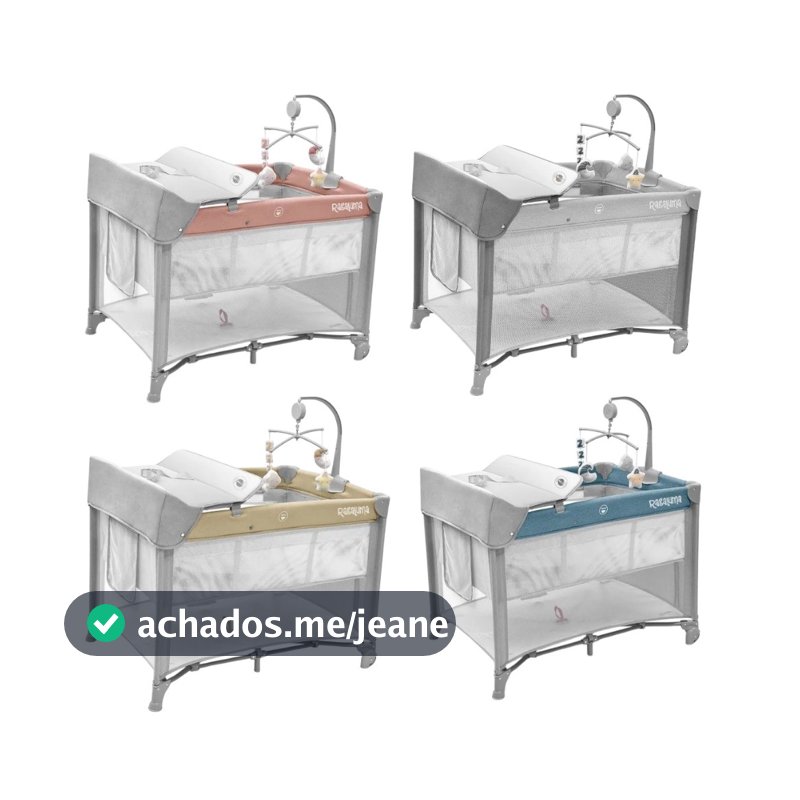 Berço Portátil Anti Refluxo com Moblie, Duas Alturas, Trocador, Mosquiteiro SLEEPGUARD RAGALUMA