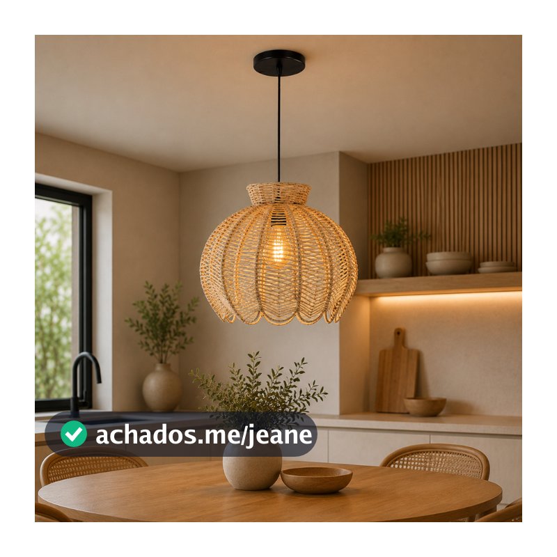 Luminária Pendente Tulipa - Sisal Rustico Trançado
