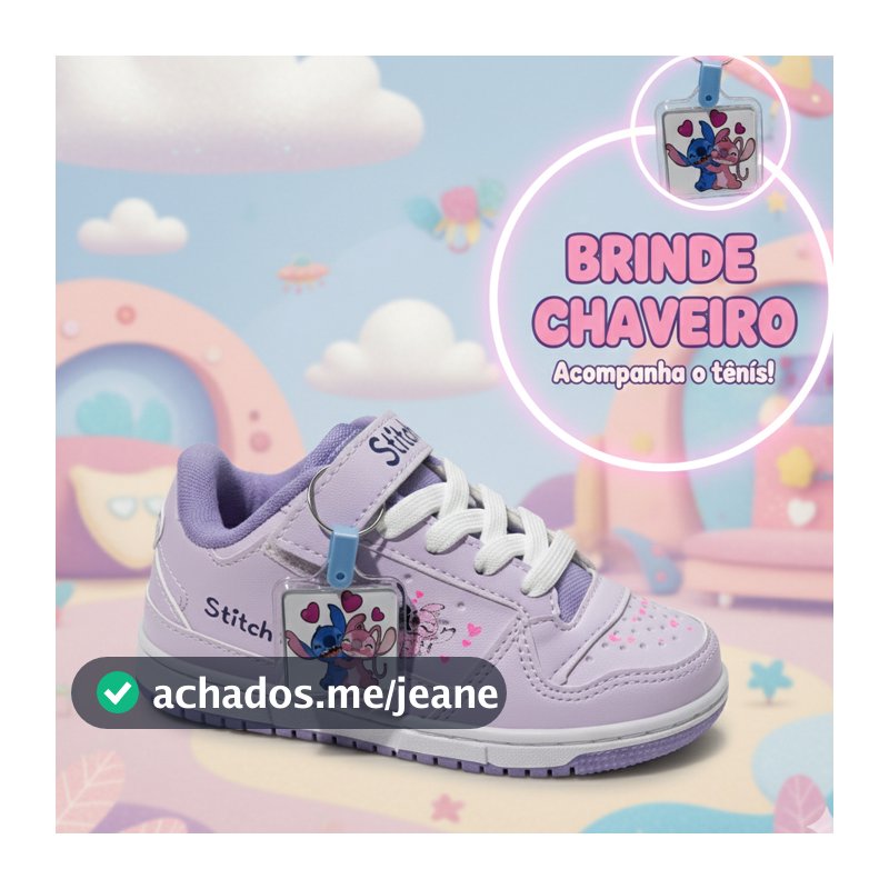 Tênis Infantil Escolar de Menina Feminino com Chaveiro do 26 ao 33 Tira de Velcro com Cadarço