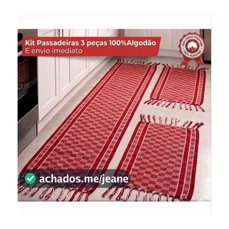 Kit Passadeira 3 Peças Jogo  De Cozinha  100% Algodão Com Franja Artesanal Tear Antiderrapante Decorativo