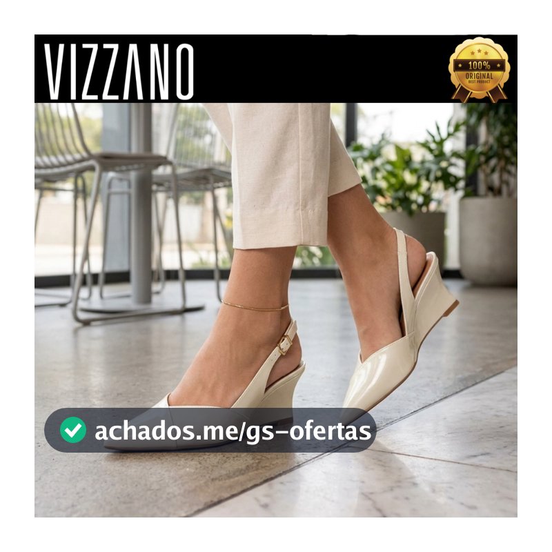 Scarpin Vizzano Slingback Feminino Salto Anabela Confortável Bico Fino Elegante Fivela Ajustável 1483105 Original