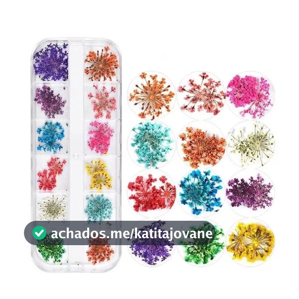 Flor Seca para Unhas Decoradas (12 Cores)