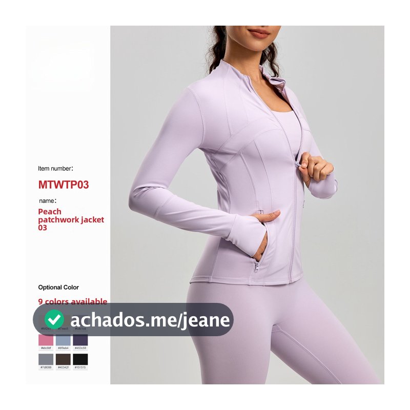 Jaqueta de Fitness respirável bolso elástico correndo ciclismo esportes Yoga Wear jaqueta