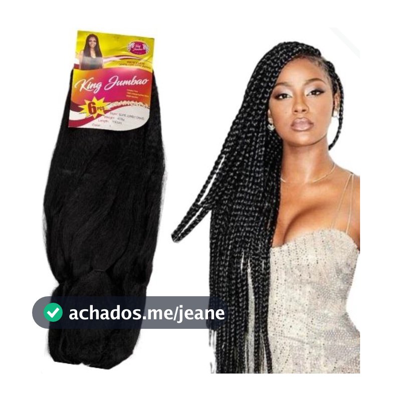 King Jumbão kanekalon Jumbo Preto cores diversas 400 Gramas + Anéis