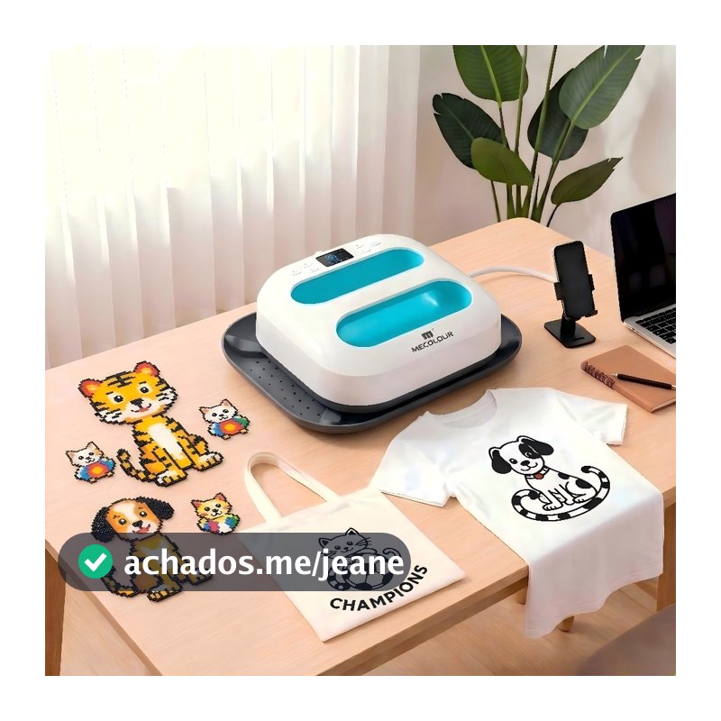 Prensa Térmica Digital Portátil 23x23cm Sublimação Transfer Camiseta Dtf A4 110/220V Verde Mecolour