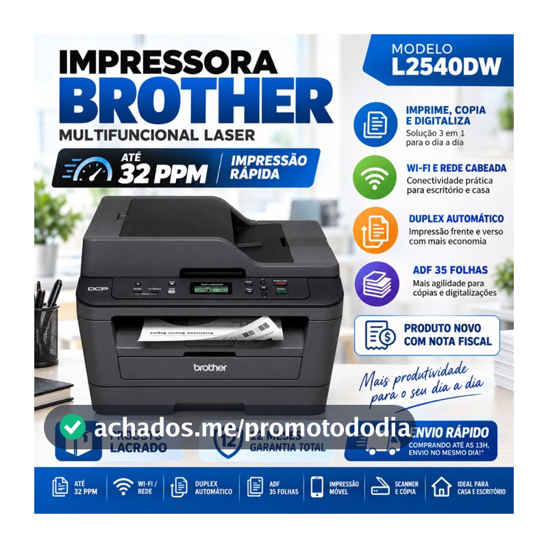 Impressora Multifuncional Brother Mono Laser DCP-L2540DW 220V NOVA...