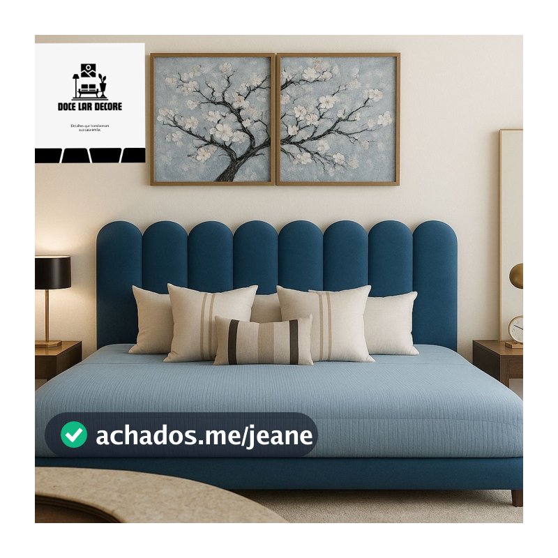 Kit  Cabeceiras Cama Box Casal Moderna Luxo Estofada Nuvem Sem Furo Autocolante 45cmx20cm