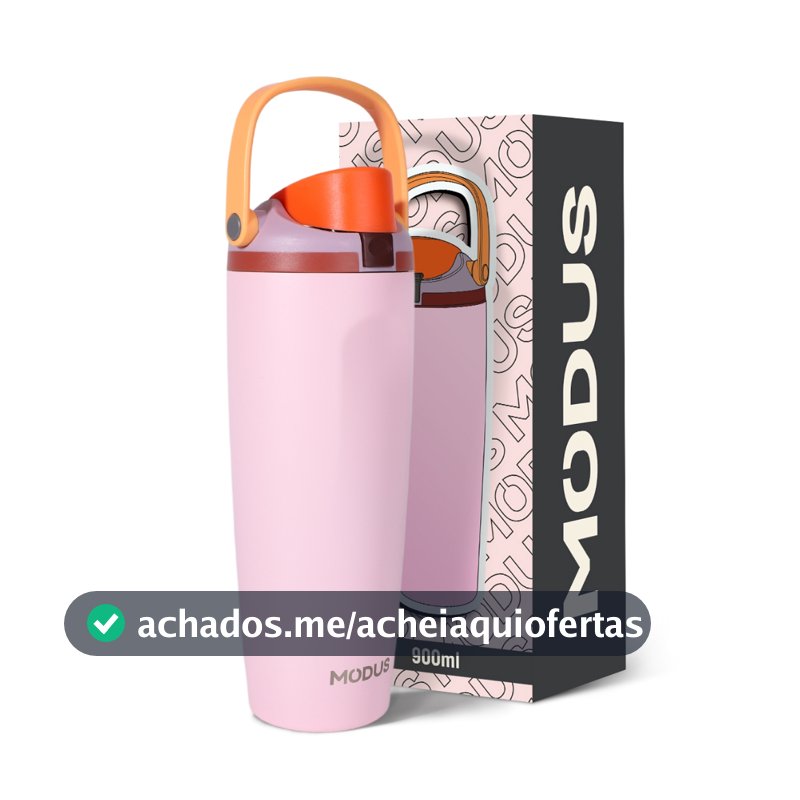 MODUS Garrafa Térmica 900ml Inox com Canudo 2 em 1, Garrafa de Água com Isolamento Térmico, Alça e Tampa Antivazamento
