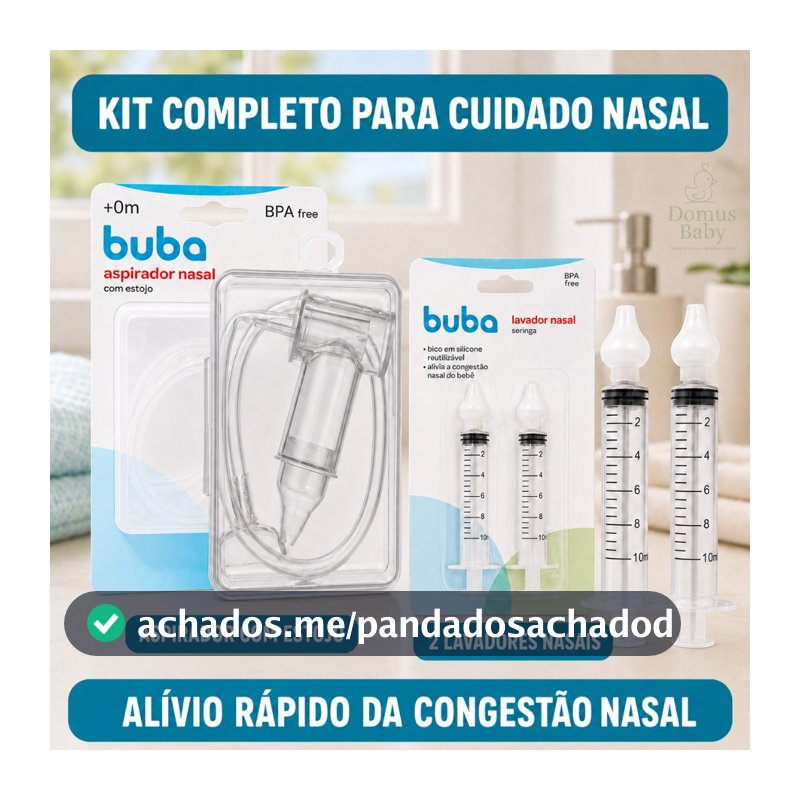 KIT Aspirador Nasal com Estojo + 2 Seringas com Ponta em Silicone BUBA