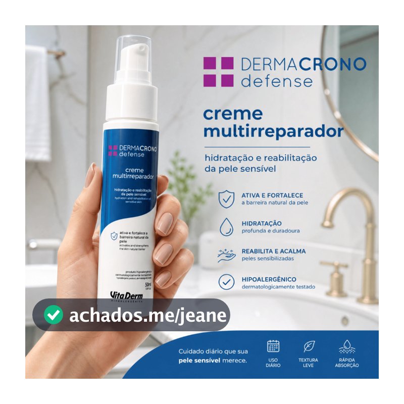 Creme Multirreparador Dermacrono Defense Vita Derm 50g Pele Sensível Hidratação e Reparação