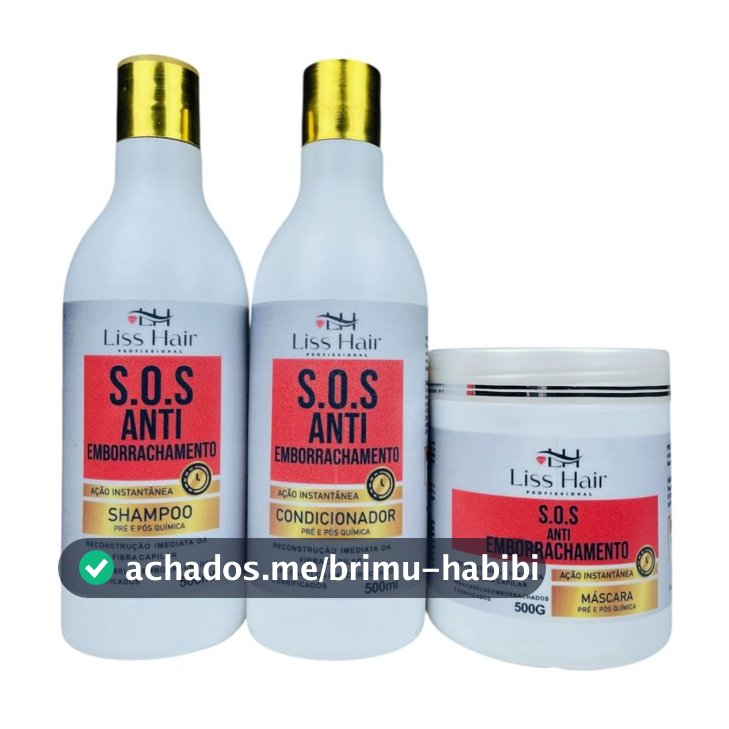 AntiEmborrachamento Kit capilar Ação Instantânea Pré e Pós Química Liss Hair Profissional 3Passos