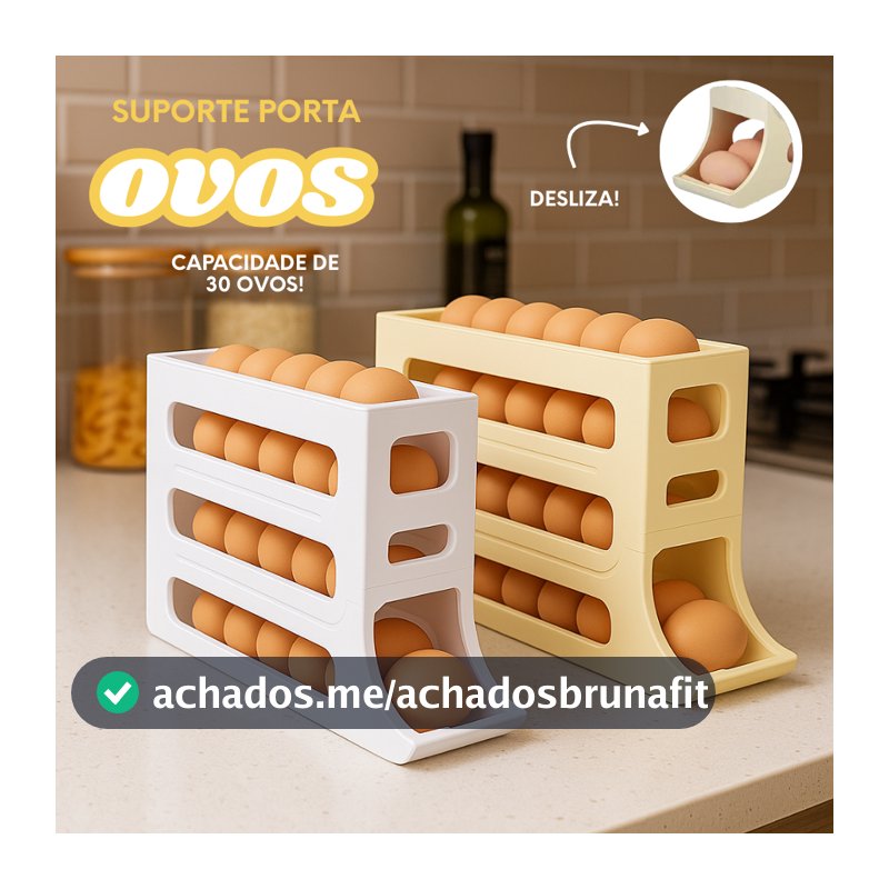 Suporte Porta Ovos Rolante 4 Andares Plástico Durável Organizador de Geladeira 30 Ovos