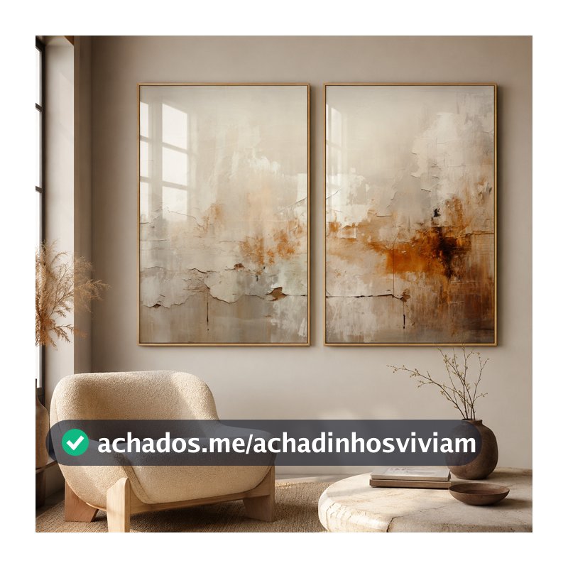 Quadro Decorativo Abstrato Reflexo do Outono 2 Telas Díptico Sala Quarto Escritório Decoração