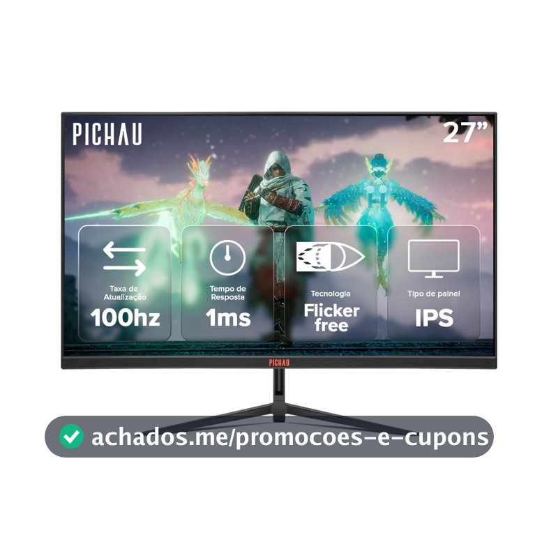 Monitor Gamer Pichau Athen V3S, 27 Pol, IPS, FHD, 1ms, 100Hz, HDMI/VGA, PG-ATH27V3S-BL02