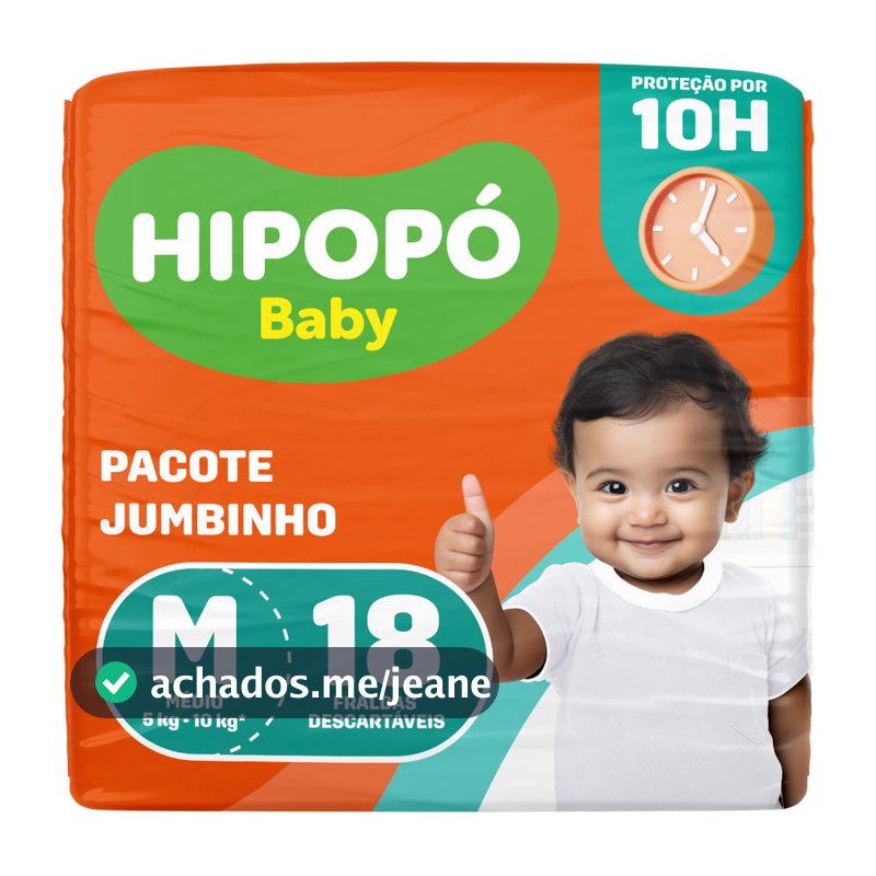 Fralda Hipopó Baby Tamanho M Pacote Jumbinho 18 Unidades Descartáveis