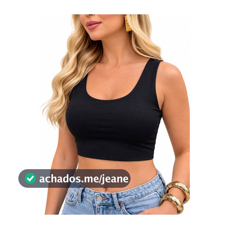 Cropped Feminino Top Faixa Alças Finas Elásticos Básico Forro Duplo Suplex Poliamida