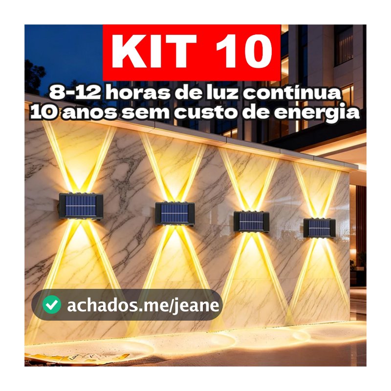 Até 10 Arandelas Externas Solares Impermeáveis com Sensores de Luz, Acende/Apaga Automática, Autonomia 12h/2h,Luz Quente