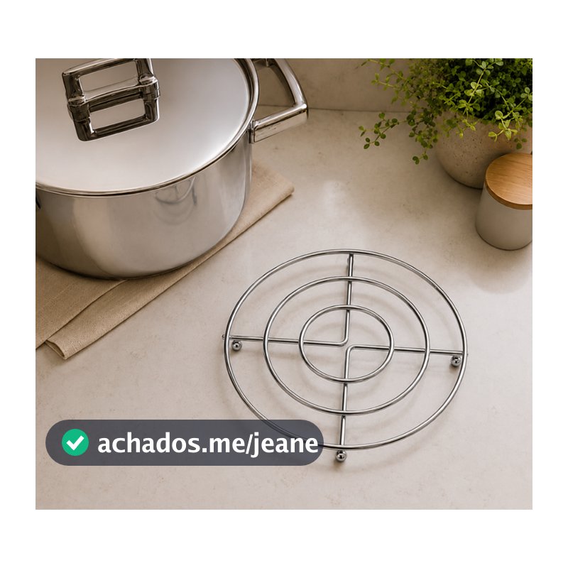 Kit 3 Peças Descanso De Panela Cozinha Suporte Aramado  Circular De Metal Inox Moderno Apoio  Seguro