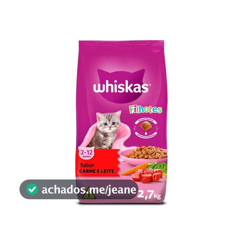 Ração Whiskas para Gatos Filhotes Sabor Carne e Leite 2,7 kg