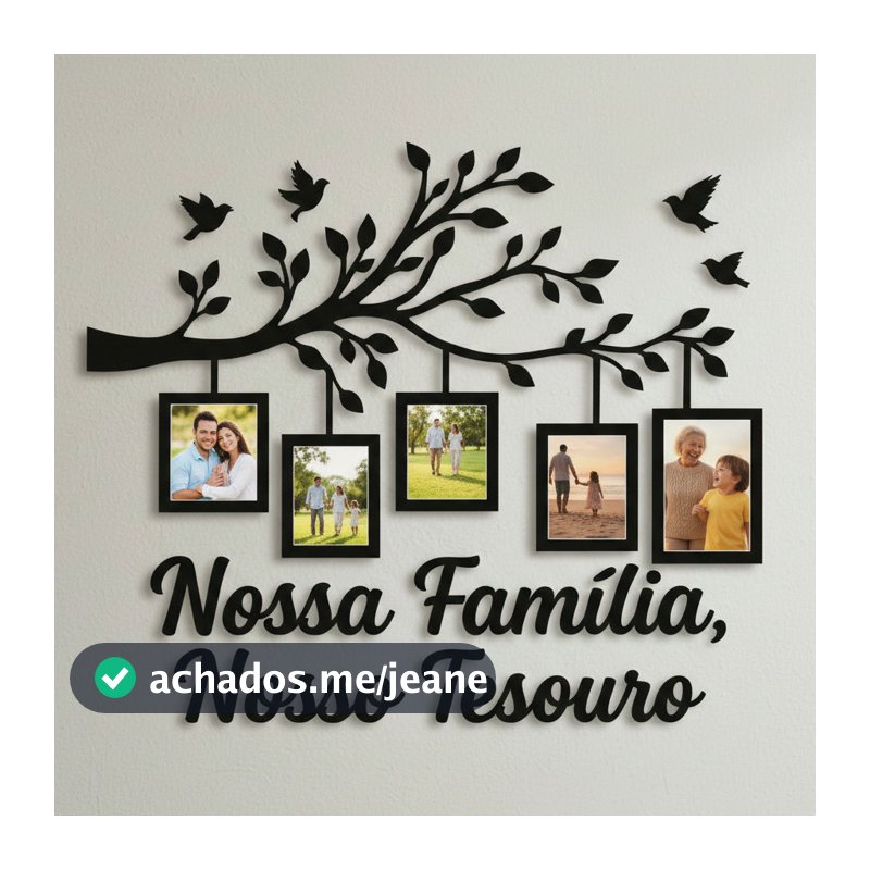 Decoração Sala Quadro Porta Retrato Parede Decorativo Mdf 40x70 Árvore Molduras Foto Família