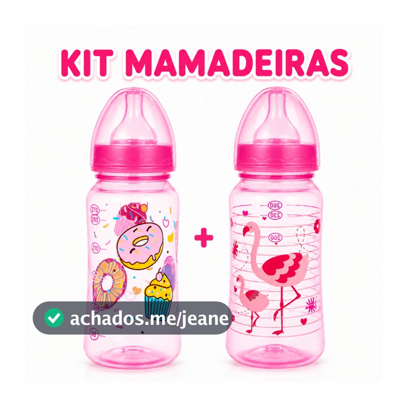 Kit 2 Mamadeiras 270ml Para Bebê Bico Super