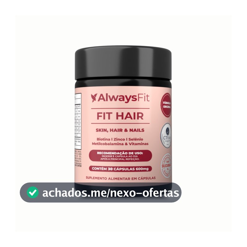 FitHair AlwaysFit  | Biotina + Zinco + Selênio + Ferro + Cobre + Cisteína + Vitaminas | 30 Cápsulas