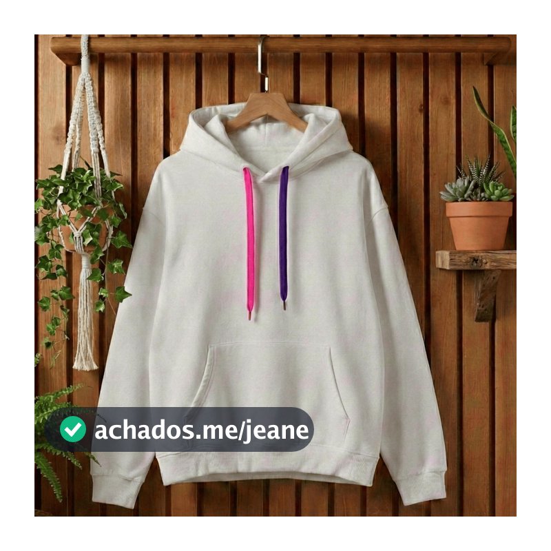 Blusa De Frio Moletom Canguru Branco ATL Cordões Roxo e Rosa Estampado Inverno Frio Volta as aulas