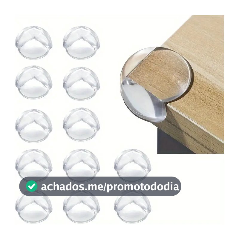 Kit 12 Protetor Quina De Mesa Em Silicone Com Adesivo Para Móveis Quarto Cozinha Promoção