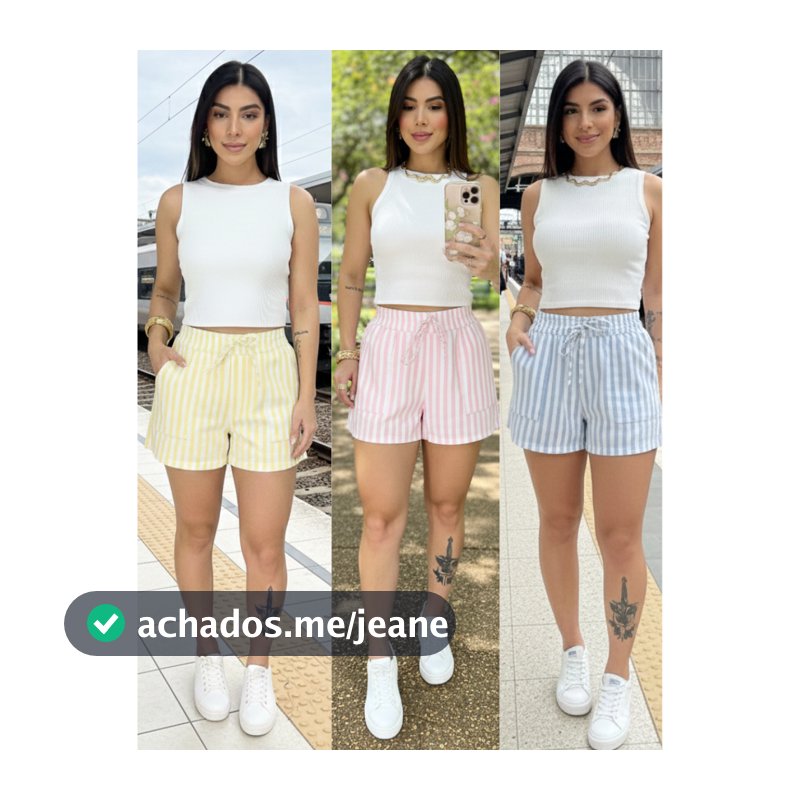 SHORT LINHO LISTRADO PREMIUM, com forro e elástico  CONFORTO estilo tam M-G