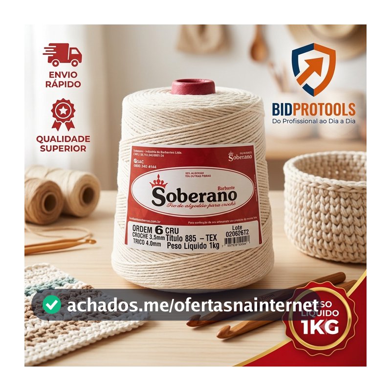 Barbante Soberano Cru Fio 6 ou 8 Crochê Tapetes