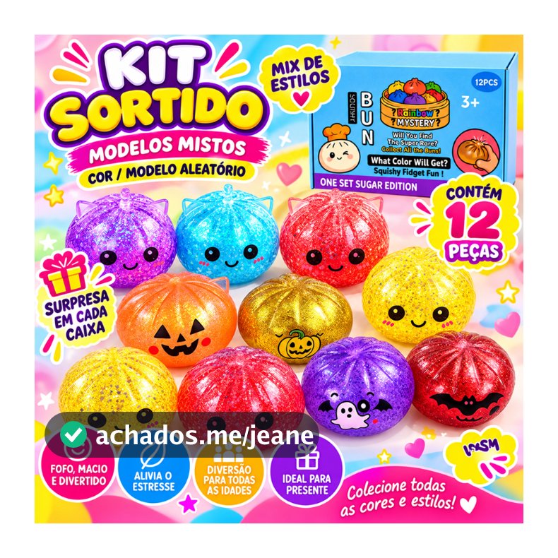 Squishy Bun Sensorial 2 Estilos 6 Cores Brinquedo Macio Anti Estresse Retorno Lento 3+