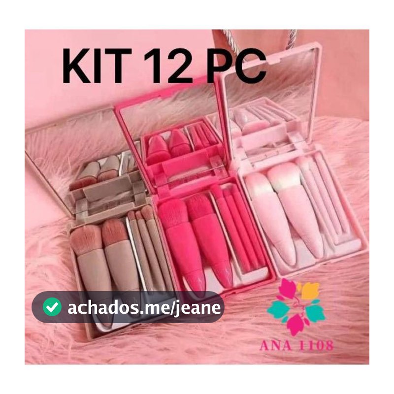 ANA1108 KIT 12PCS Mini Espelho De Maquiagem Portátil Com 5 Pcs Pincéis De Maquiagem Lupa Mão Segurar Bolso Dobrável