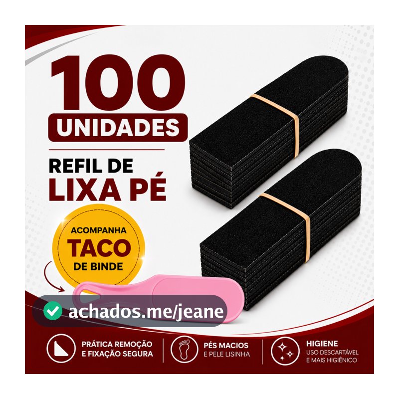 Refil Lixa Pé Adesiva Grão 100 - 100un + Brinde Suporte