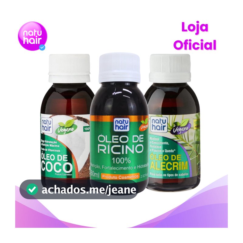 Kit Terapia Capilar Natuhair Óleo de Coco + Rícino + Alecrim 60ml