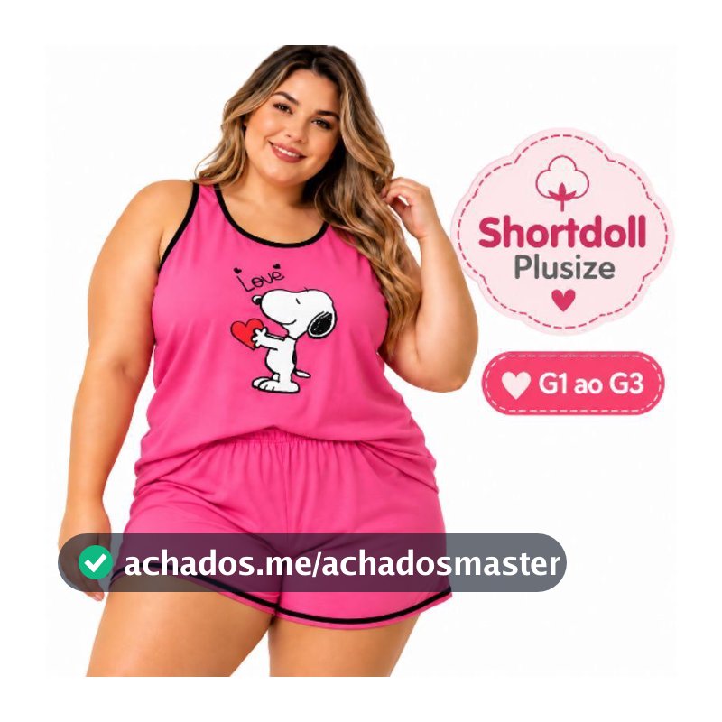 Pijama Babydoll Feminino Plus Size| G1 G2 G3 | Leve e Confortável | Short e Regata