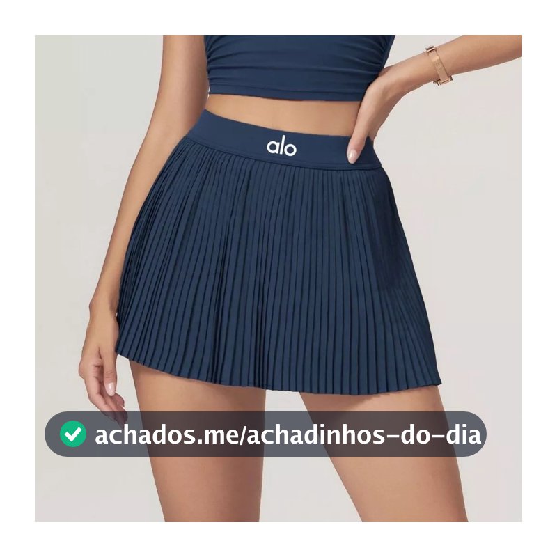 Saia Fitness Plissada com Short Interno e Cintura Alta – Ideal para Yoga, Academia e Esportes