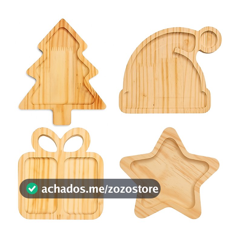 Kit Tábua Petisqueira Natal Para Decoração de Mesa Posta Natalina Pinheiro Estrela Gorro