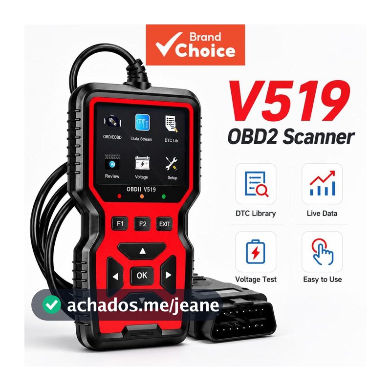 V519 Obd2 Leitor De Código Scanner Eobd De Falha Do Motor Borracha Ferramenta De Diagnóstico De Dados Ao Vivo Para Repar