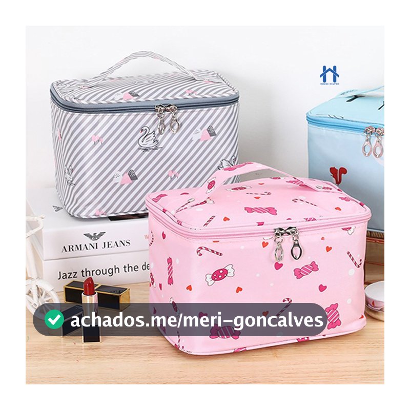 Bolsa de Maquiagem Estampada Organizadora de Maquiagem e Cosméticos Estojo Grande